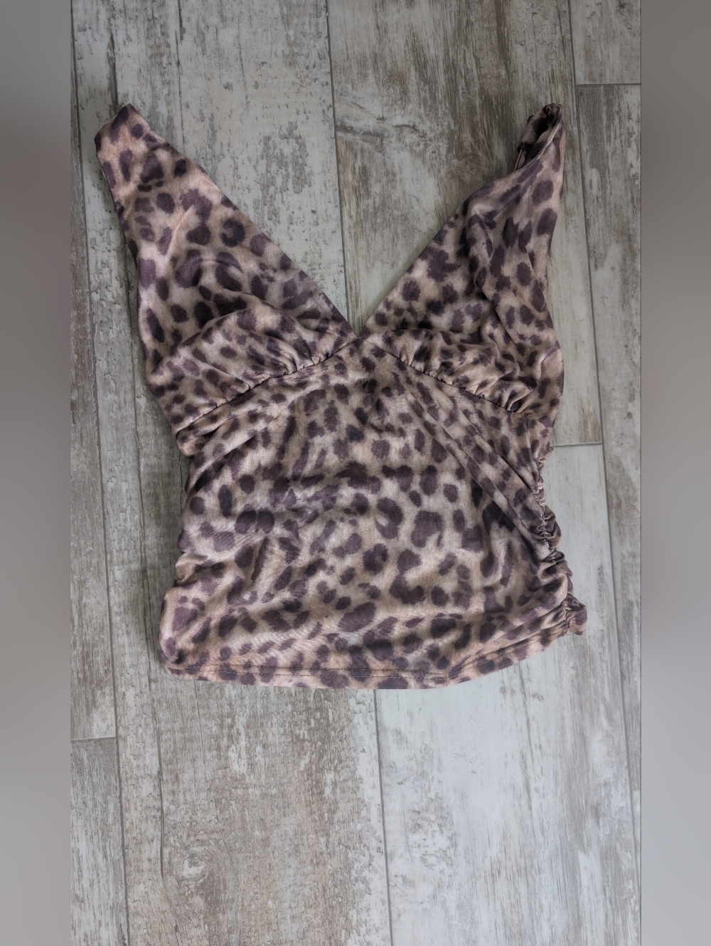 Forever 21 Mauve and Taupe Leopard Print V-Neck Tank